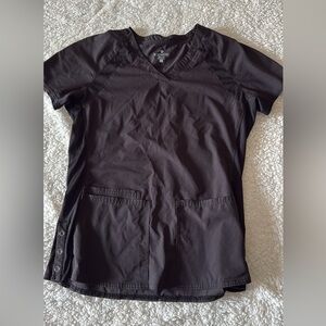 Med Couture Black Scrub Top with Pockets, size S